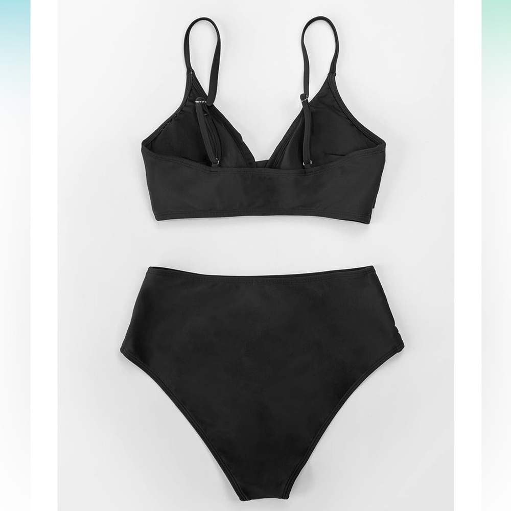 Women’s swimwear Bathing Suit Black Two‎ Piece Bikini Swimsuit NWT Size M - Picture 4 of 4